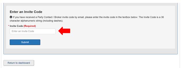 Screen capture of the Enter an Invite code screen. Description follows.