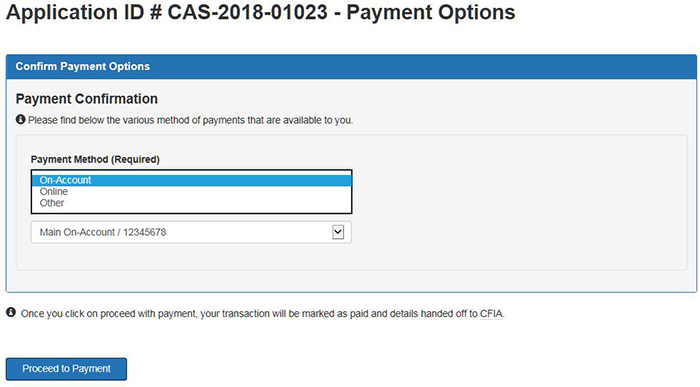 screen capture of Confirm Payment Options. Description follows.