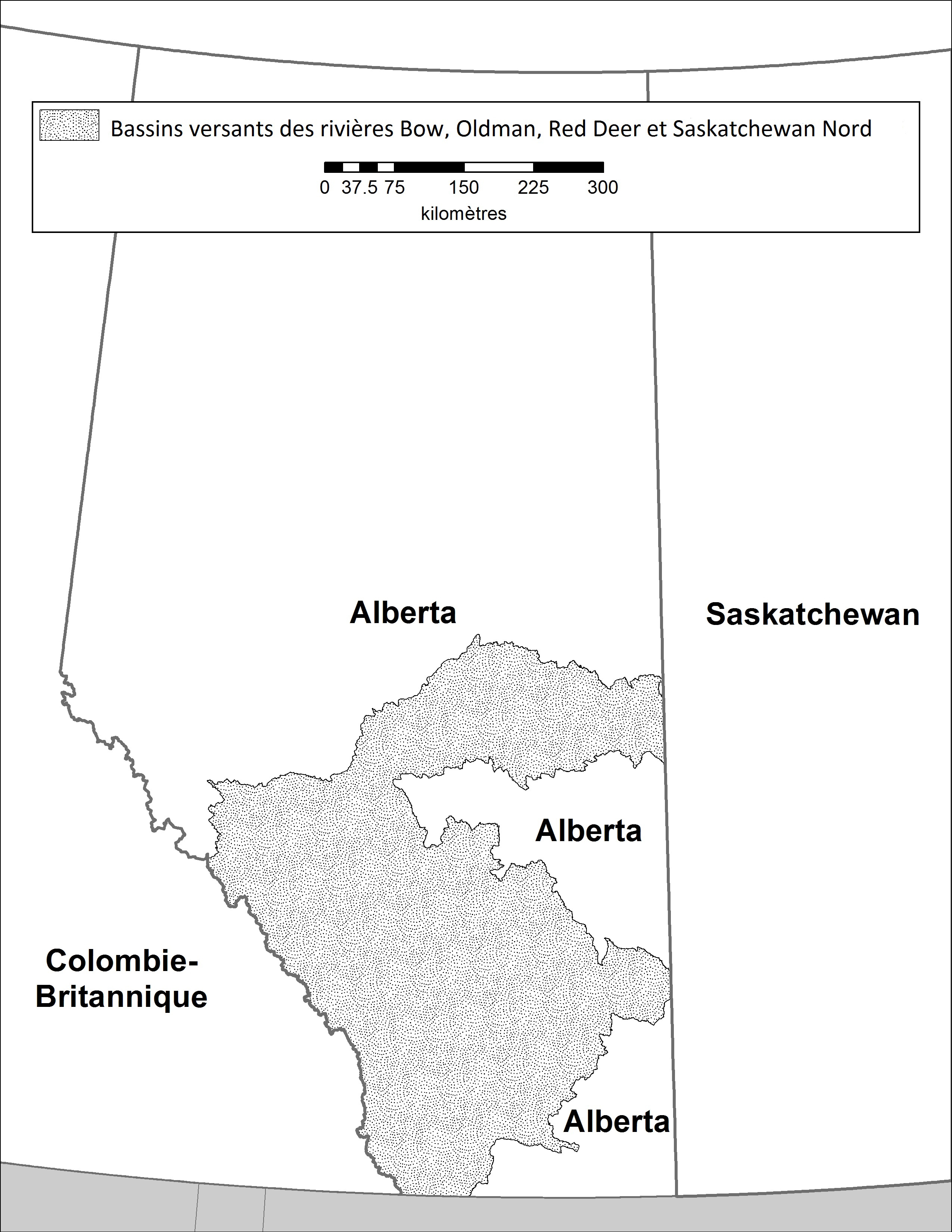 Alberta – Carte des régions déclarées. Description ci-dessous.