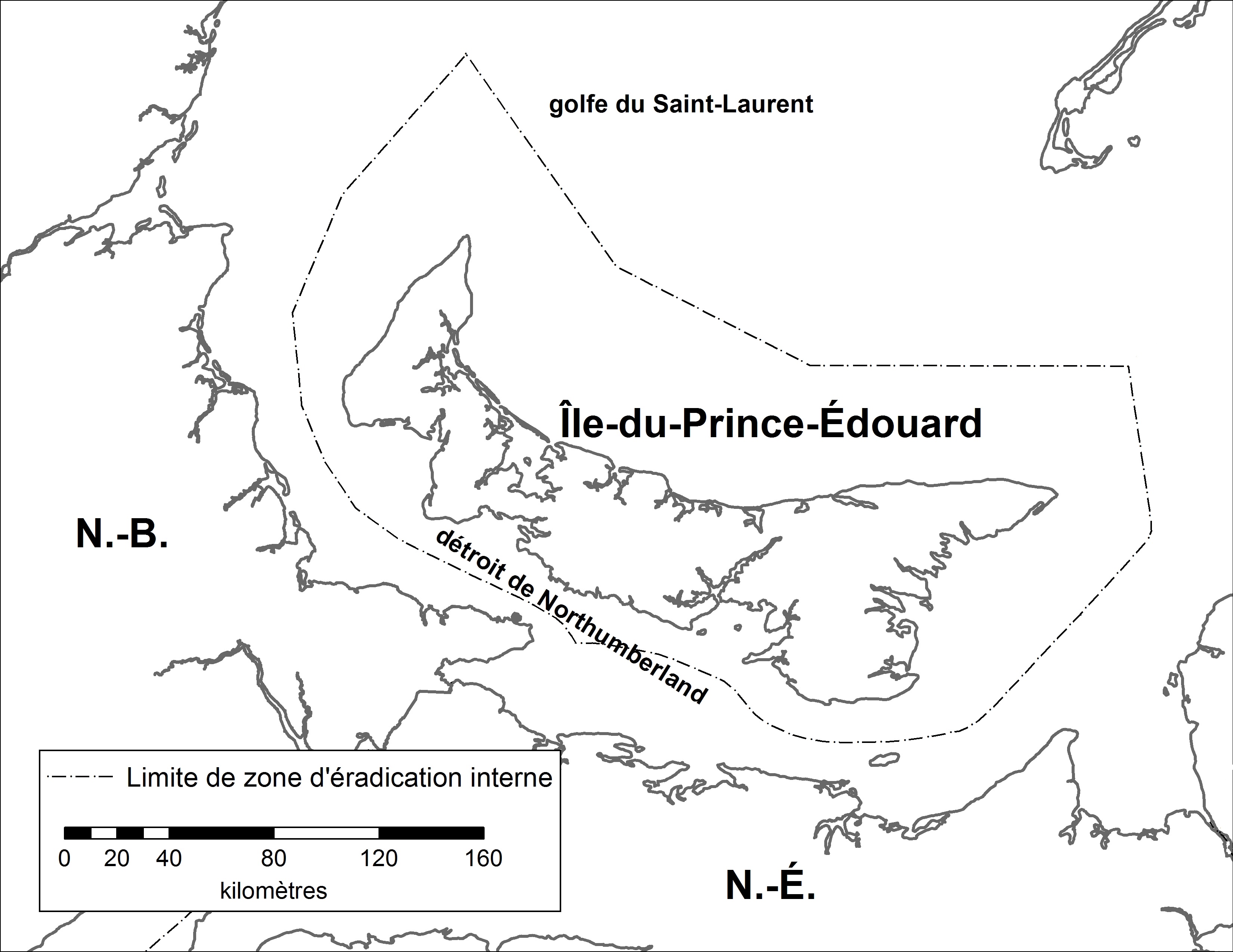Île-du-Prince-Édouard – Carte de la région déclarée. Description ci-dessous.