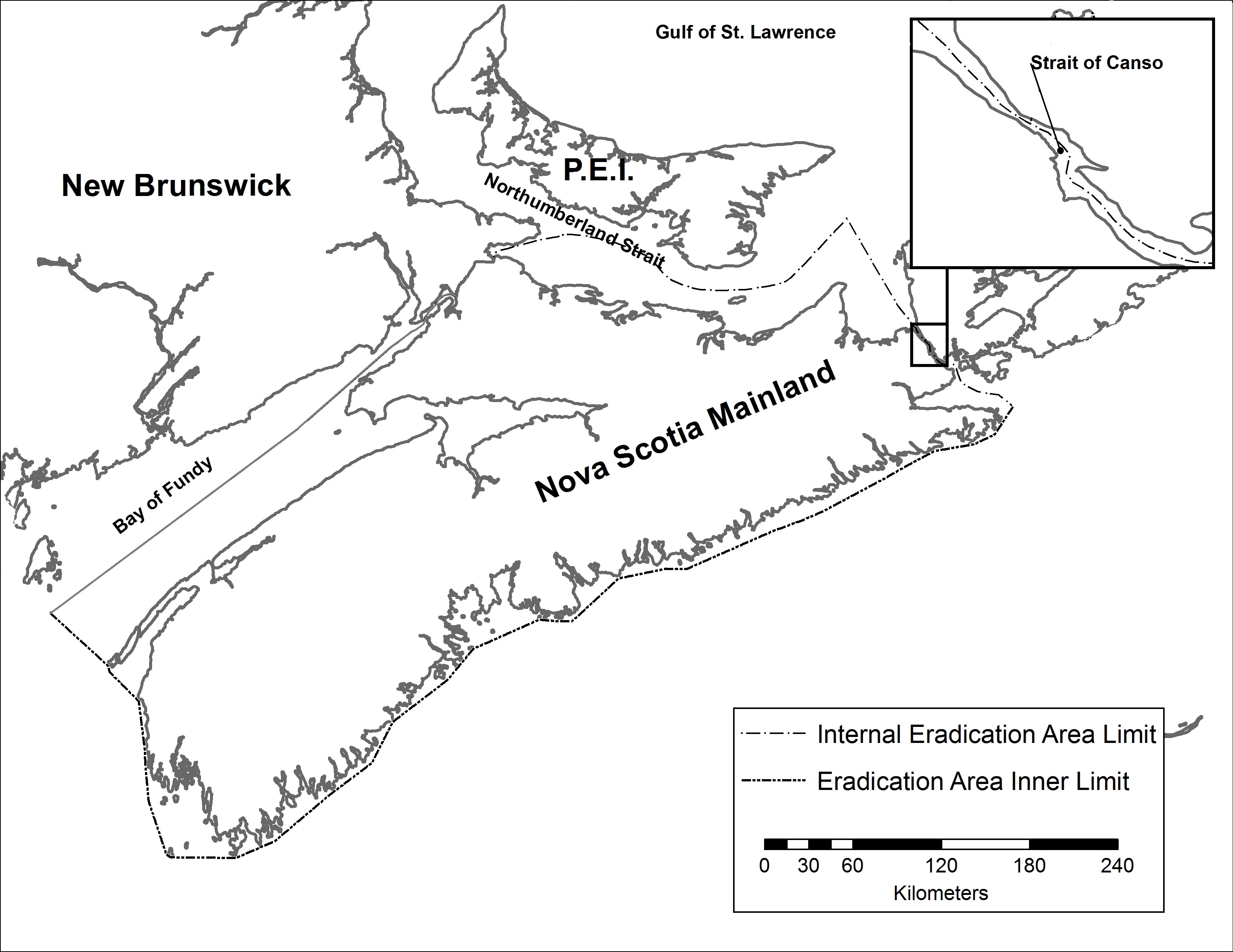 Nova Scotia Mainland map. Description follows.