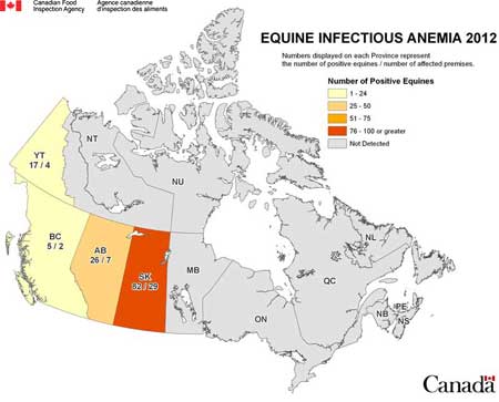 map - equine infectious anemia - Canada