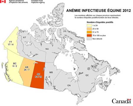 carte - anémie infectieuse des équidés - Canada