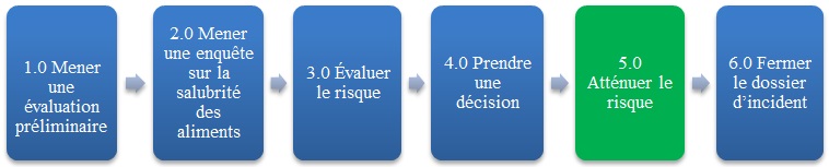 Figure 1 – La cinquième étape, atténuer les risques, est surbrillance. Description ci-dessous.