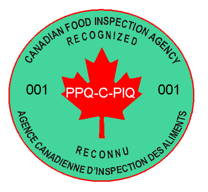 Canadian Partners in Quality Logo, each pallet of product intended to be exported to the United States or Puerto Rico must be labelled with the Logo.