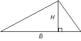 Mathematical calculations - Area of a triangle equal to base multiply by height divide by 2