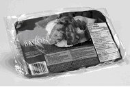 The bacon is placed in such a way that the consumer may evaluate the fat/lean composition of the bacon from the front window of the package