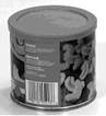 This can of mixed nuts is a metal can with a plastic lid. To calculate the ADS of these cans, the top of the lid and the full circumference of the sides are included.