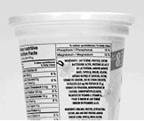 Side view of the plastic tub with the nutrition facts table