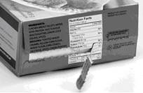 On this rectangular package, the Nutrition Facts table is destroyed upon opening a tear strip.