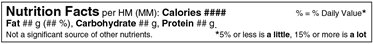 Nutrition Facts table - simplified linear format. Description follows.