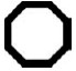 Symbol for danger, consisting of an outline of an eight-sided shape.