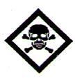 Symbol for warning – poison, consisting of a diamond shape outline with a skull and bones inside.