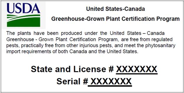 export certification label – United States