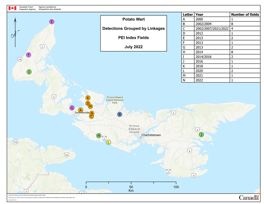Picture - Figure 1: Map of Index fields, provided by CFIA to IAP. Description follows.