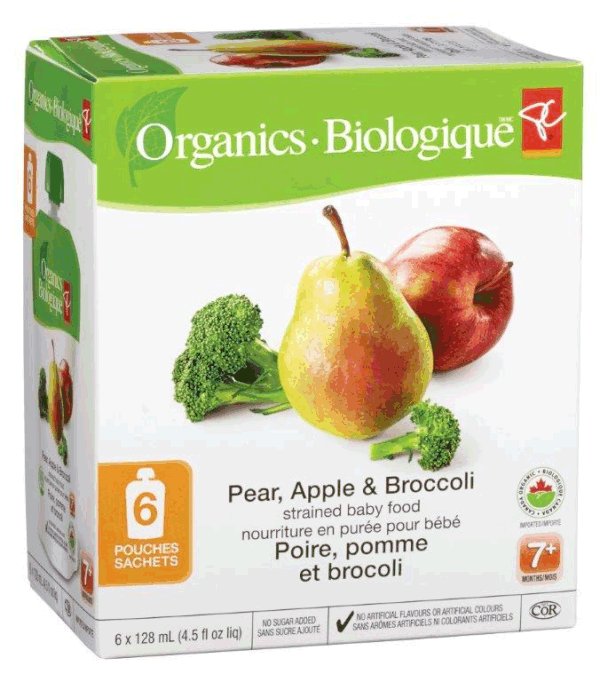 Pear, Apple and Broccoli - strained baby food - 6x128 millilitre