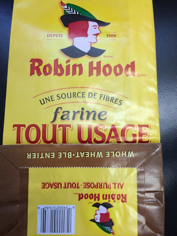 Farine tout usage, blé entier 5 kilogrammes de marque Robin Hood