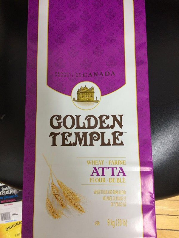 Farine de blé Atta 9 kilogrammes de marque Golden Temple - Recto