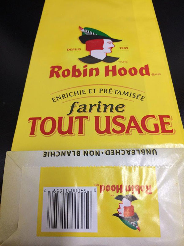 Farine tout usage, non blanchie 2,5 kilogrammes de marque Robin Hood