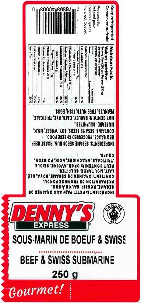Denny's Express - « Sous-marin de bœuf & swiss » - 250 grammes
