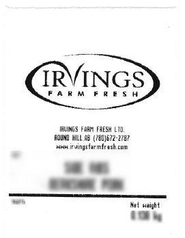 Irvings Farm Fresh - sample label