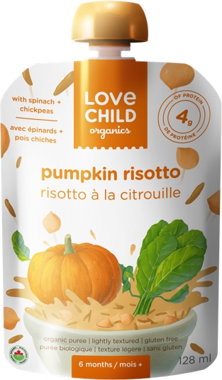 Love Child Organics Pumpkin Risotto with Spinach + Chickpeas, 128 milliltres