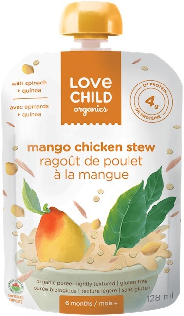Love Child Organics Mango Chicken Stew with Spinach + Quinoa, 128 milliltres