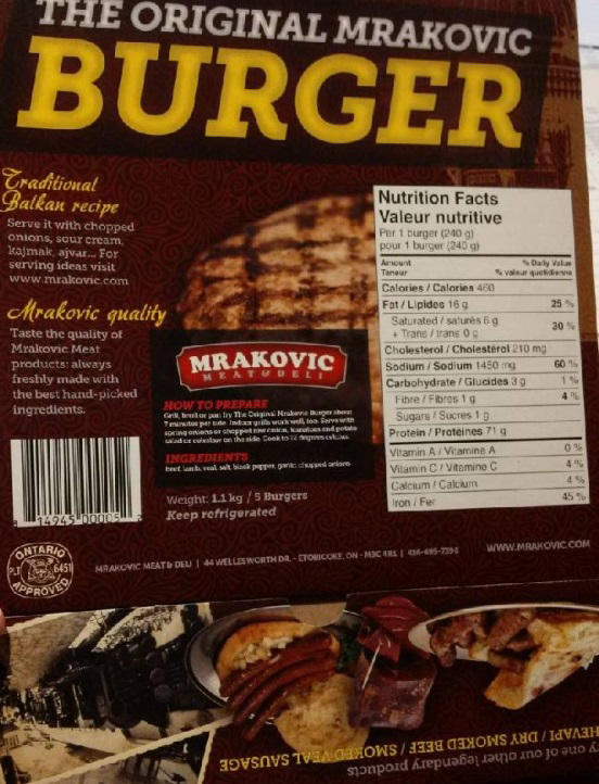 Mrakovic Meat &amp; Deli - « The Original Mrakovic Burger »