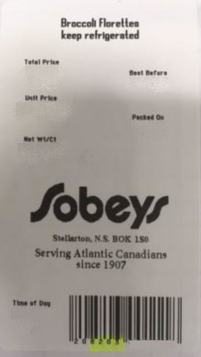 Sobeys brand Broccoli Florettes, variable weight