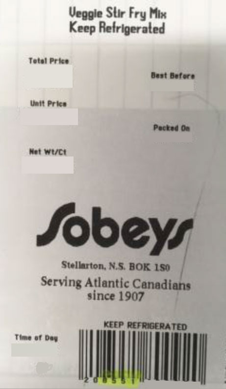 Sobeys brand Veggie Stir Fry Mix, variable weight