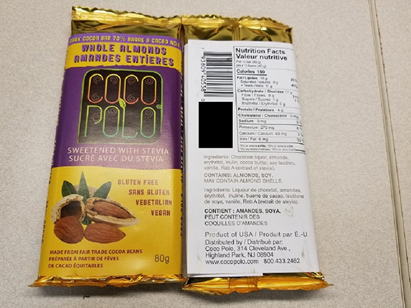 Coco Polo: Dark Cocoa Bar 70% Whole Almonds - 80 grams