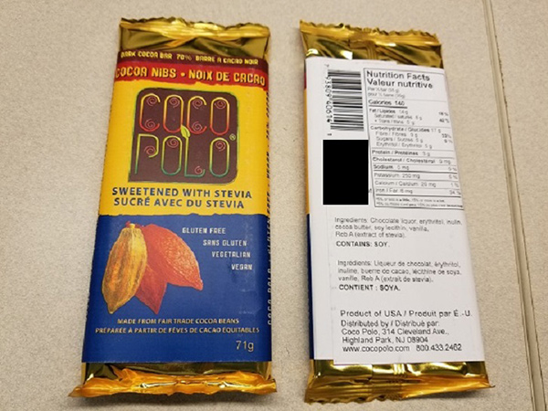 Coco Polo: Dark Cocoa Bar 70% Cocoa Nibs - 71 grams