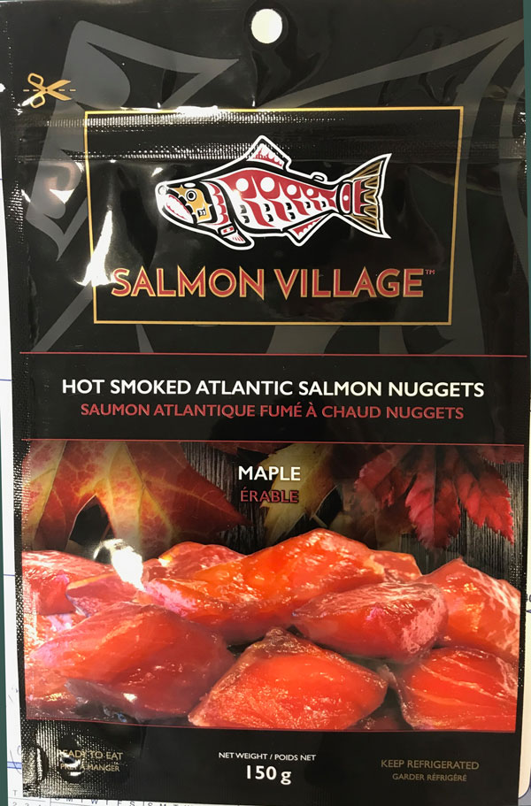 Salmon Village Hot Smoked Atlantic Salmon Nuggets - Maple – 150 grams (front)