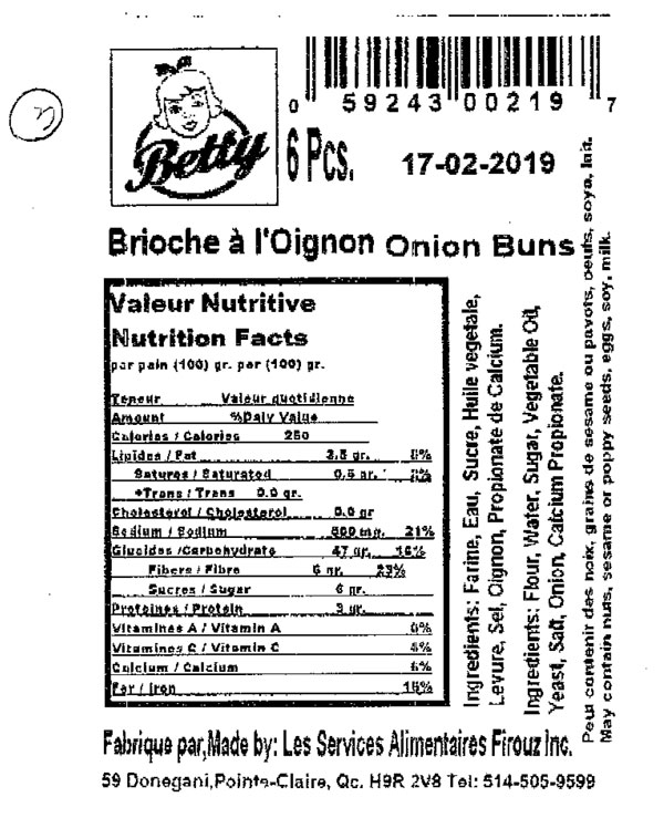 Betty - Onions Buns - 6 units