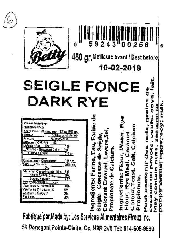 Betty - Dark Rye - 450 grams