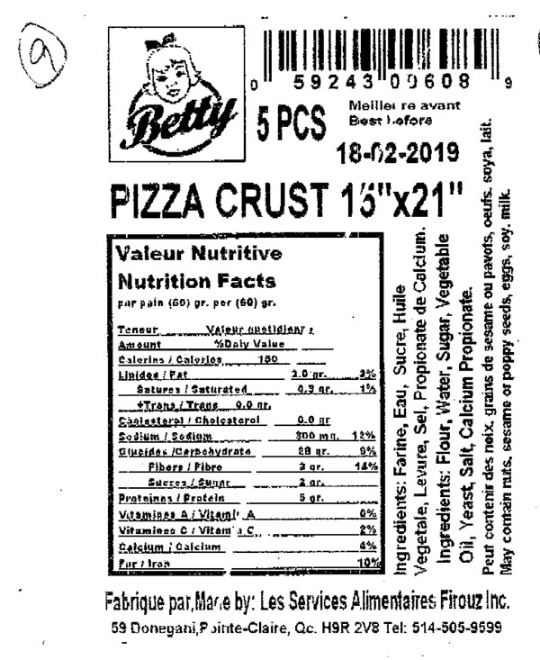 Betty - « Pizza crust 15" x 21" » - 5 unités
