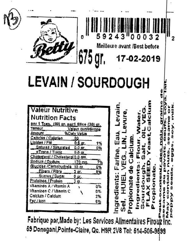 Betty - Levain - 675 grammes