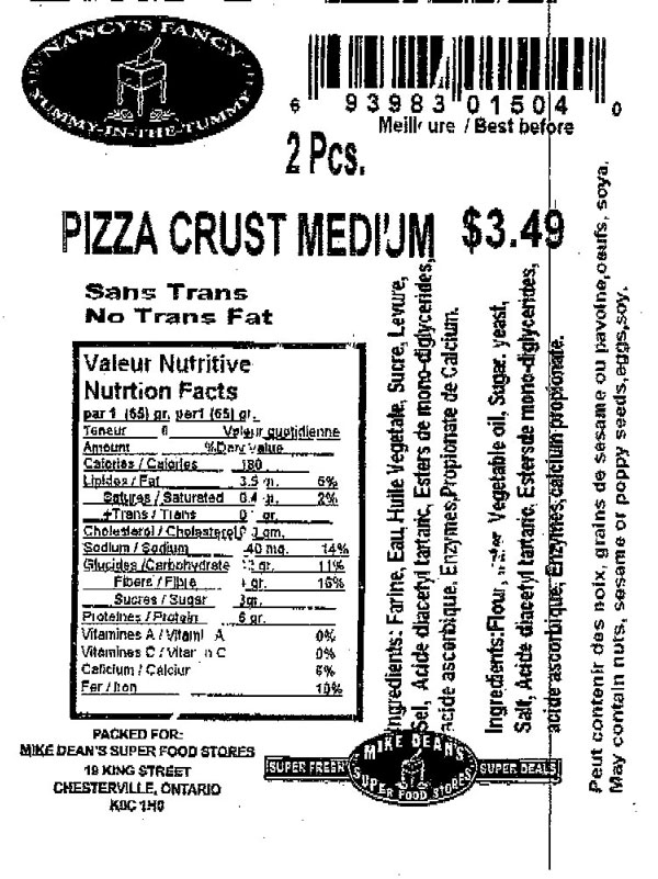 Nancy's Fancy Yummy-in-the-Tummy - « Pizza Crust Medium » - 2 unités