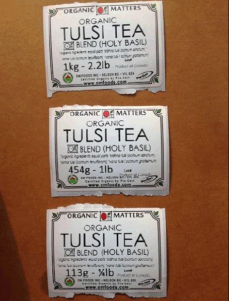 Organic Matters - Organic Tulsi Tea Blend (Holy Basil) - labels