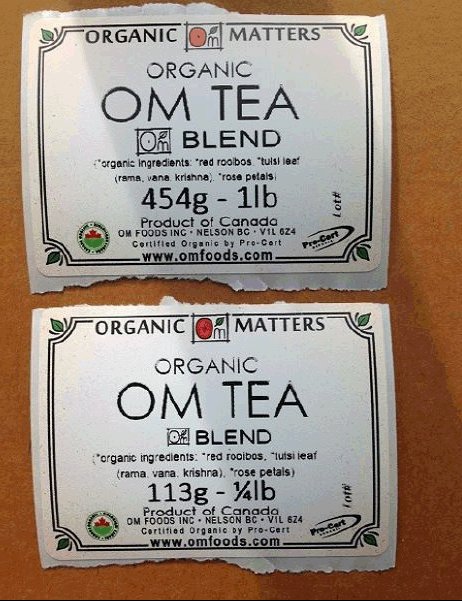 Organic Matters - Organic OM Tea Blend - labels