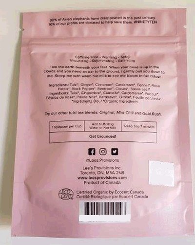 Lee's Tea - Pink Chai en feuilles - 30 g - arrière de l'emballage