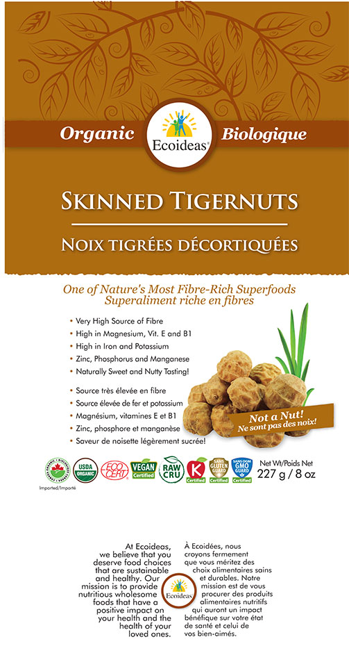 Skinned Tigernuts 227 g label  - front