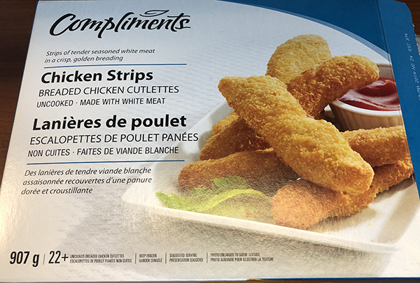 Compliments - Chicken Strips - Breaded Chicken Cutlettes - Uncooked - Outer package