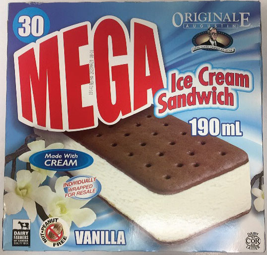 Originale Augustin – Mega Sandwich Vanilla Ice Cream – 30 × 190 mL (front)