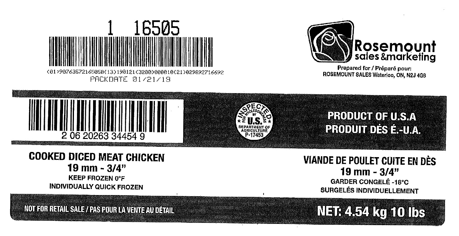 Rosemount Ventes et marketing - Viande de poulet cuite en dés de 19 mm – ¾ po (#16505)