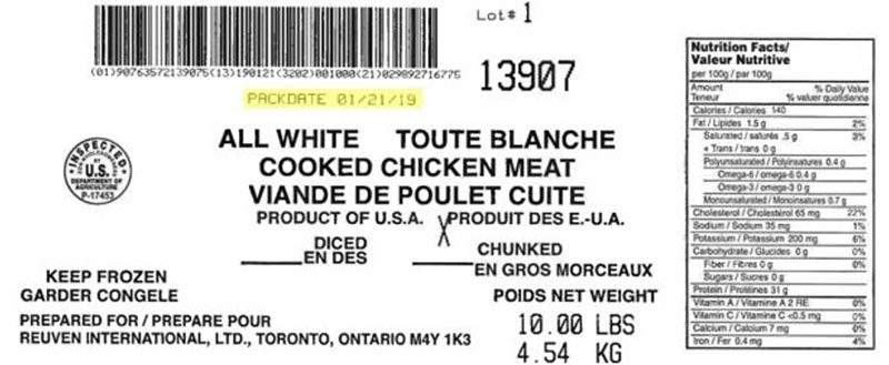 Reuven International Ltd  - Viande de poulet cuite toute blanche (#13907)
