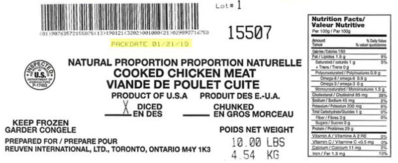 Reuven International Ltd - Viande de poulet cuite, proportion naturelle – en dés (#15507)