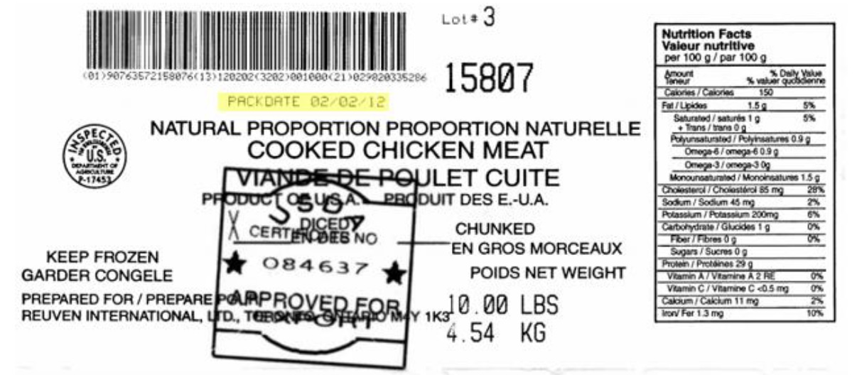 Reuven International Ltd - Viande de poulet cuite, proportion naturelle (#15807)