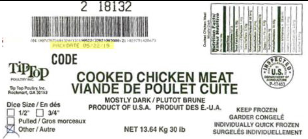 Tip Top Poultry, Inc. - Cooked Chicken Meat – Mostly Dark  (#18132)