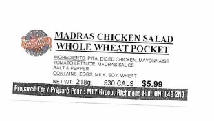 Timothy's - « Madras Chicken Salad Whole Wheat Pocket »